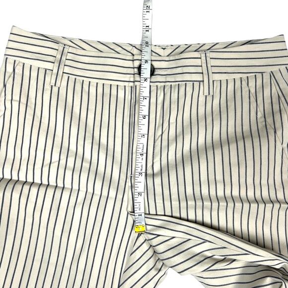 CAbi Pants #5316 Tick Tock Striped Cropped Bootcut Kick Flare Cream Blue Women 2 - Picture 5 of 13